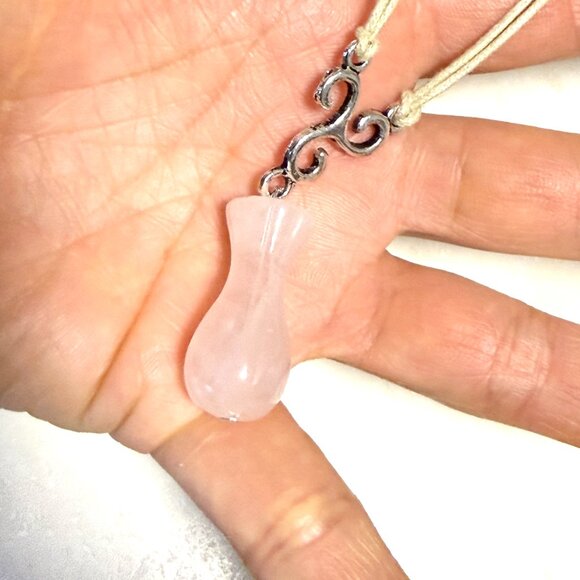 2/$20, Natural Rose Quartz Flower Bud Necklace, Genuine Gemstone Cord Necklace - Picture 11 of 12